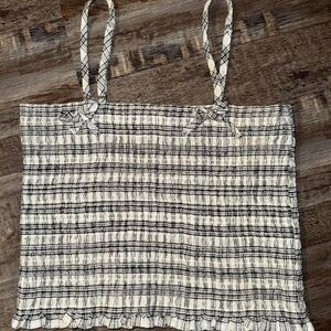Forever 21 Black White Plaid Smocked Cami Tanktop- Large